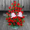 Red Roses Basket with Small Teddy