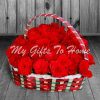 Red Roses In Heart Shape Basket